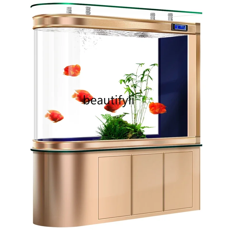 

Aluminum alloy fish tank, screen partition, porch bottom filter office, large aquarium living room