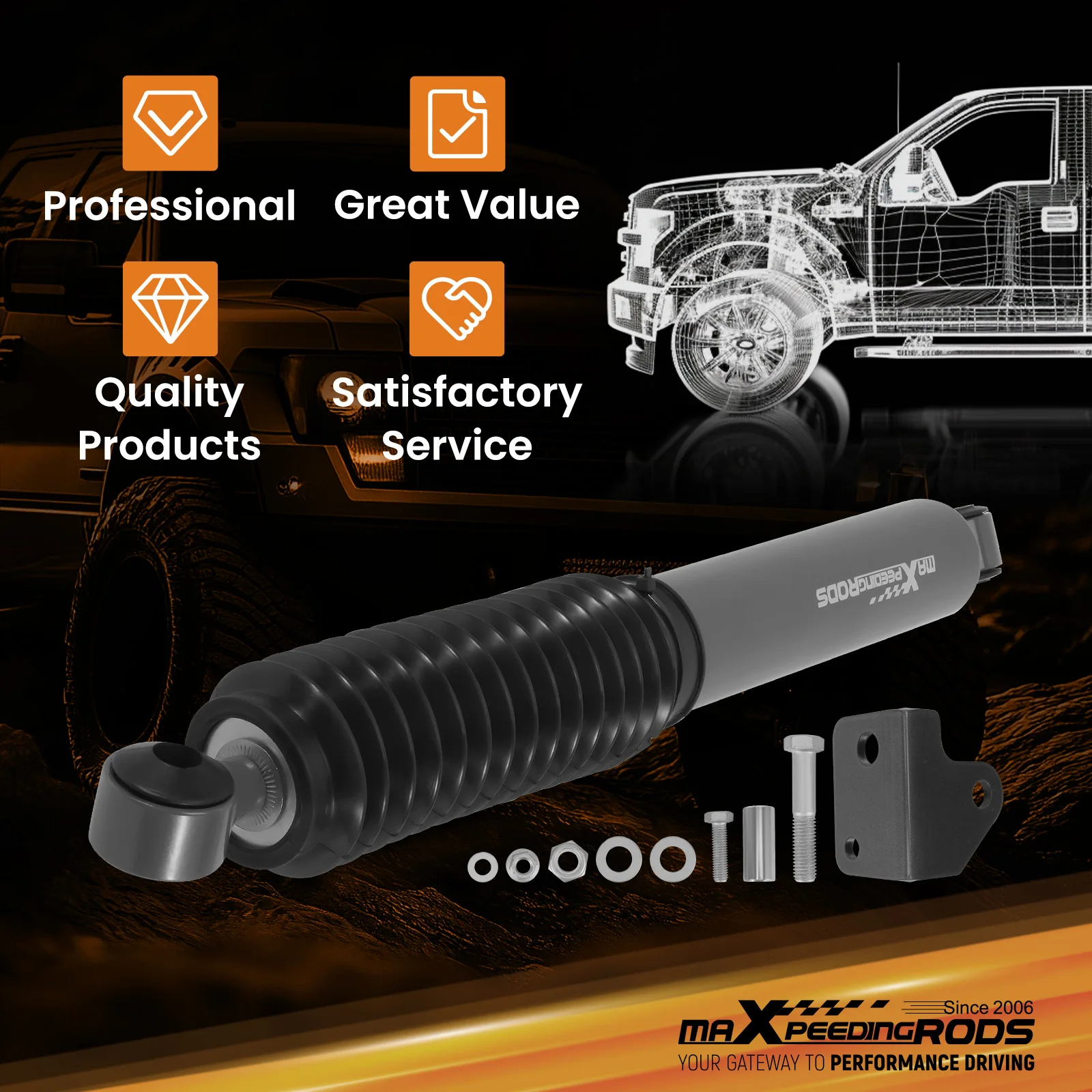 

Front Single Steering Stabilizer For Jeep Wrangler JK Unlimited 2WD 4WD 07-18