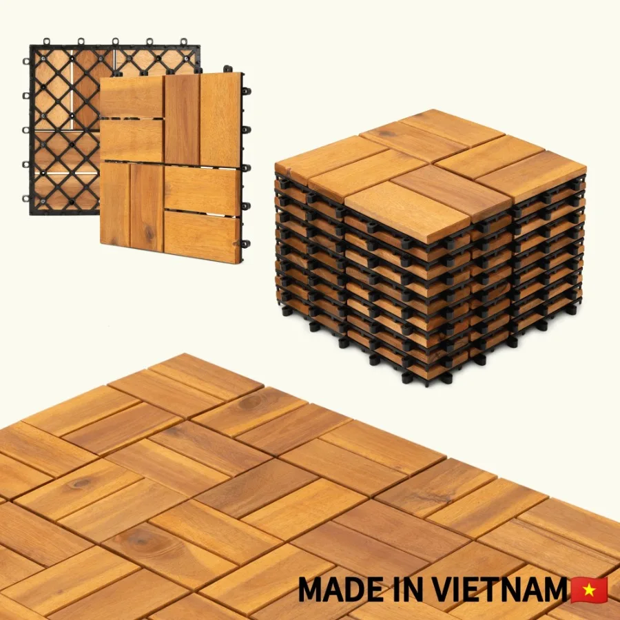 

10pcs Interlocking Deck Tiles Outdoor Patio Flooring 11.8x11.8 Interlocking Decking Tile Outdoor All Weather Use Waterproof Pat