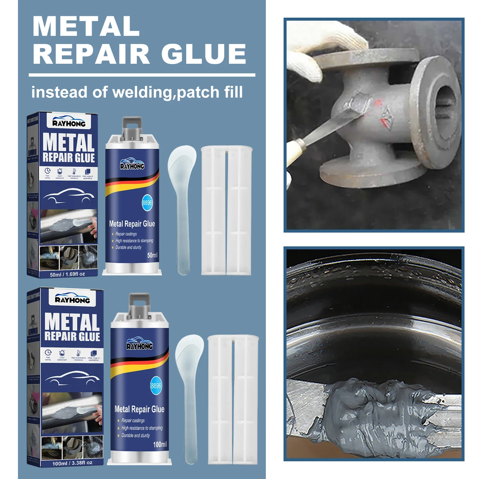 50/100ml Stomatal Crackle Welding Glue Heat Resistance Iron Crackle Welding Glue Quick Drying Waterproof for Steel Iron Aluminum