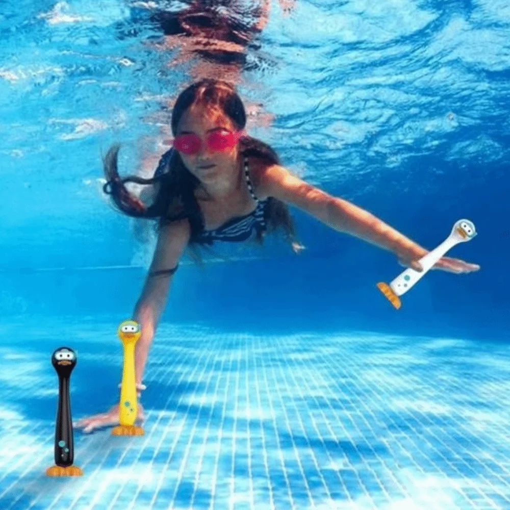 

3pcs/set Outdoor Handheld Duck Water Ring Game Easy To Fill Pool Games Duck Dive Sticks Cartoon Plastic Pool Diving Boys Girls