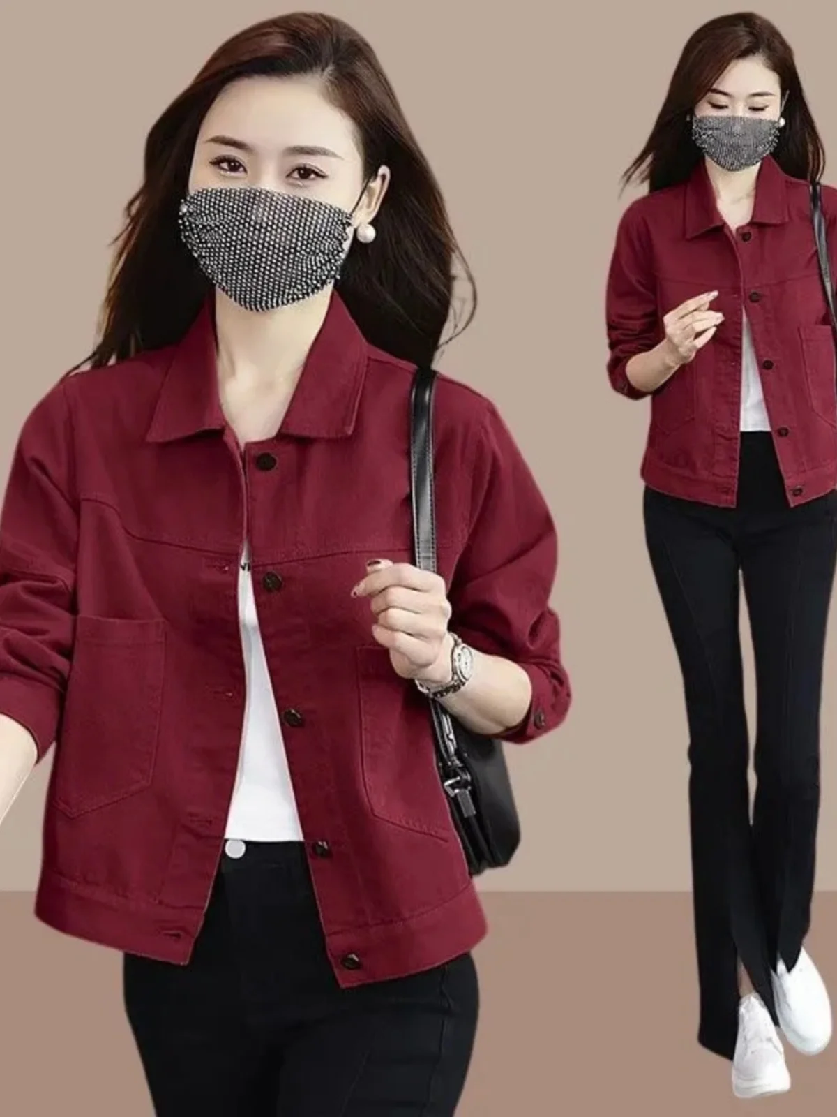 

Женская верхняя одежда свободного кроя в стиле ретро Fce Jaet, осень 2024, универсальный модный топ небольшого размера с модным воротником, но...