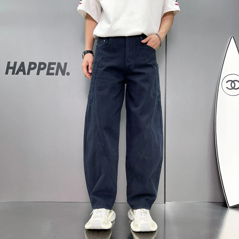 Gewaschene Jeans Herren amerikanische Arbeits kleidung Multi-Pocket trend ige japanische Stil lose Straße gerade weites Bein Mop Hose