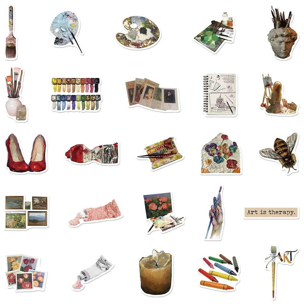 50Pcs European Vintage Classical Stickers for Phone Leather Bag Electric Scooter Skateboard Helmet Reward Journal Decor Decals