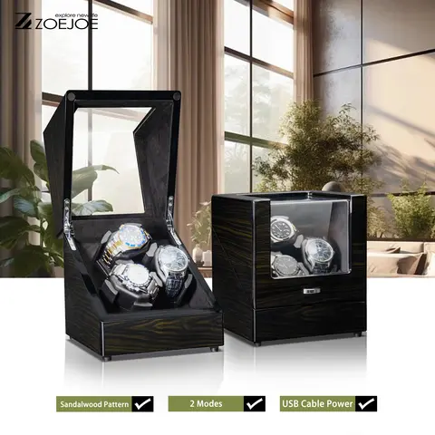 Automatic 3 Slots 6 Slots Watch Winder Transparent Cover USB Cable Supply Soft Watch Pillow Watch Storage Boxes Birthday Gifts
