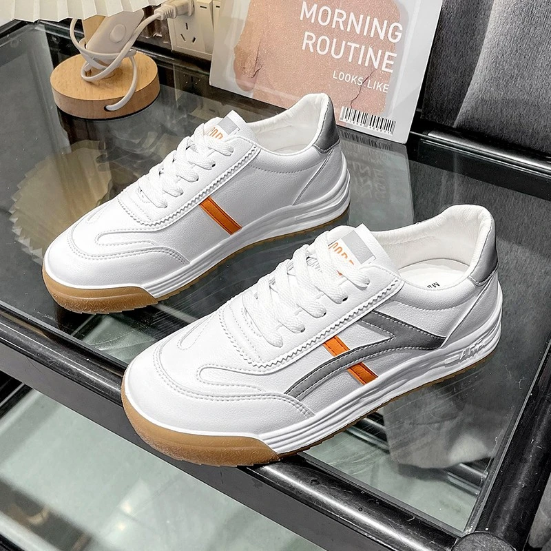 

2024 New Spring Summer Women Walking Shoes Flat Sneakers Women Casual Shoes Low Upper Lace up White Shoes