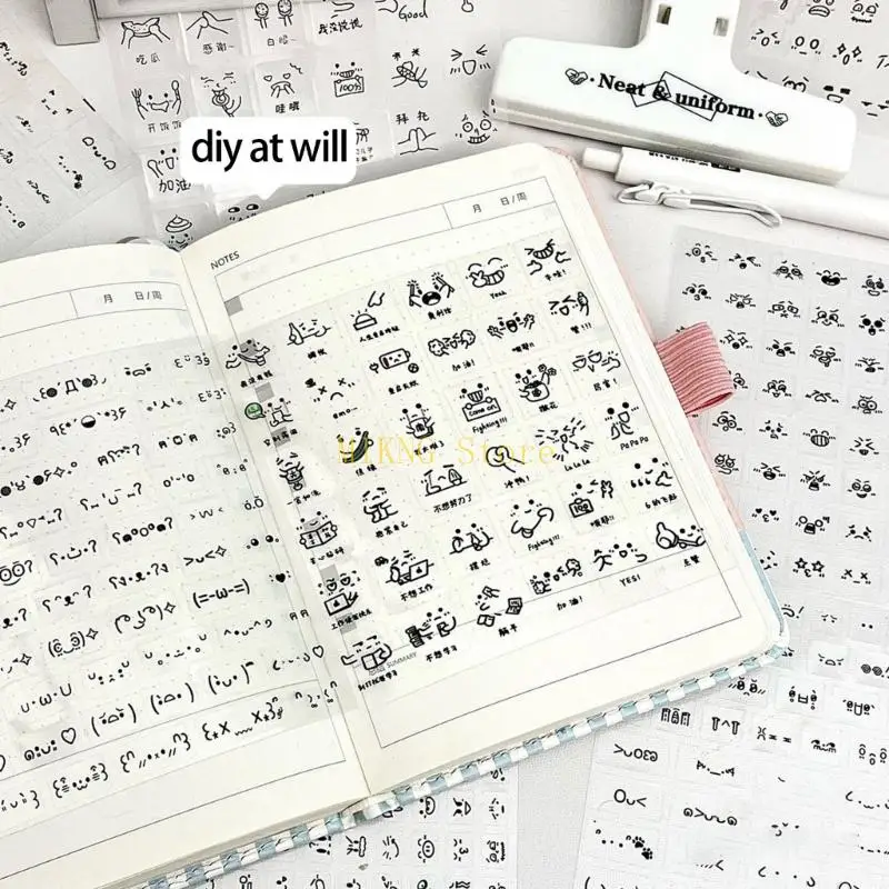 สติกเกอร์ตกแต่ง 10 แผ่น สติกเกอร์ใสสำหรับสมุดบันทึก สติกเกอร์อิโมจิการ์ตูน สำหรับตกแต่งอย่างสร้างสรรค์ ขายดีที่สุด