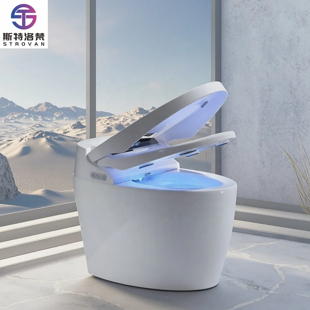 

STLF LZS High Quality Automatic Self Cleaning Ceramic Smart Toilet with Remote Control and S-trap Drainage Bidet