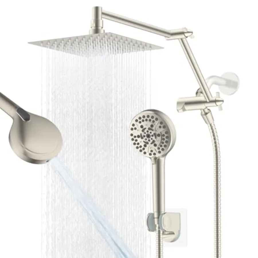 

Цельнометаллическая душевая лейка с 8 режимами сильного дождевого распыления и 5 большими ручными насадками, мощная очистка, 10 режимов, 16 S