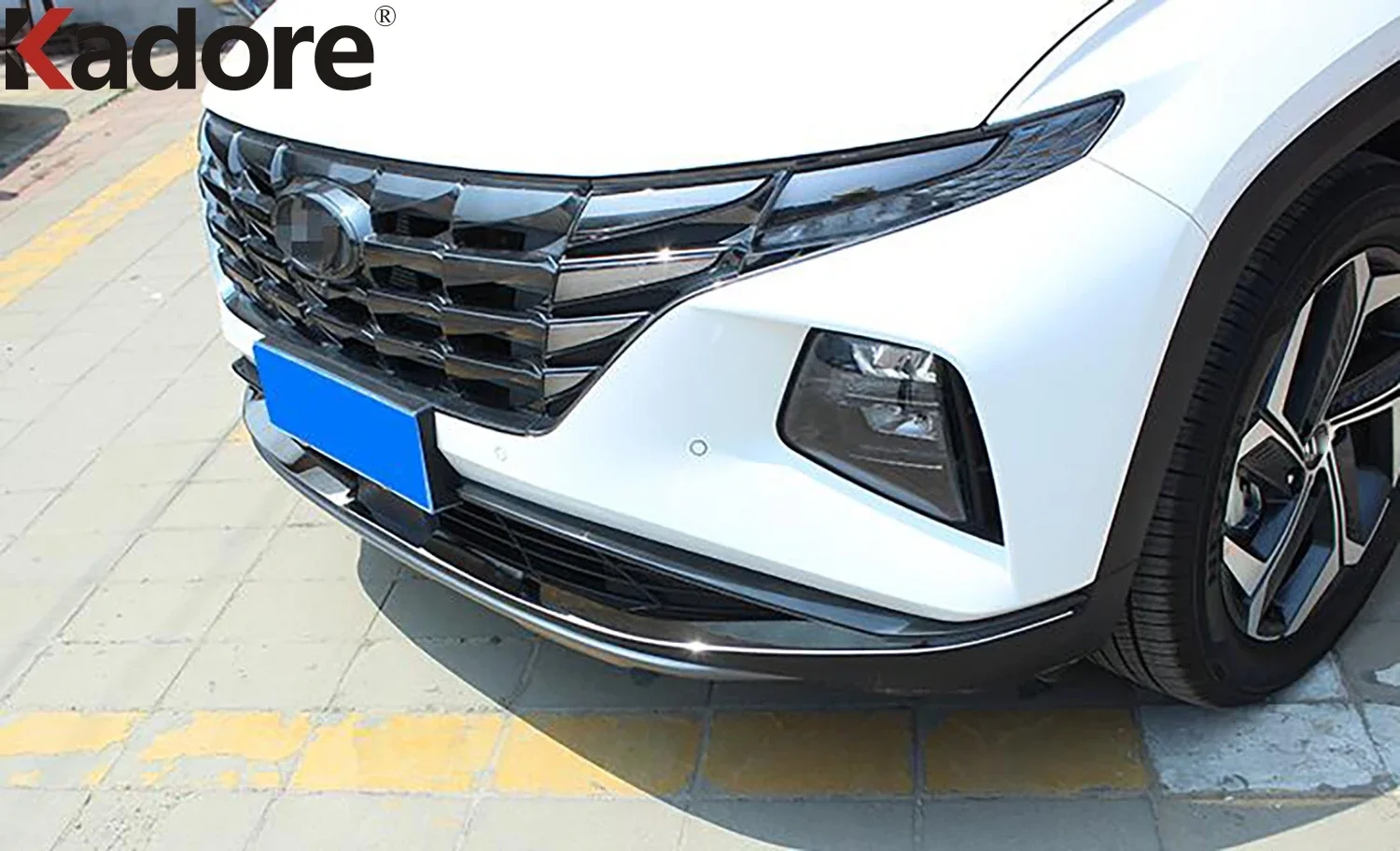 For Hyundai Tucson NX4 2021 2022 2023 2024 Stainless Car Front Lower Bottom Bumper Cover Trim Molding Strips Sticker Accessories