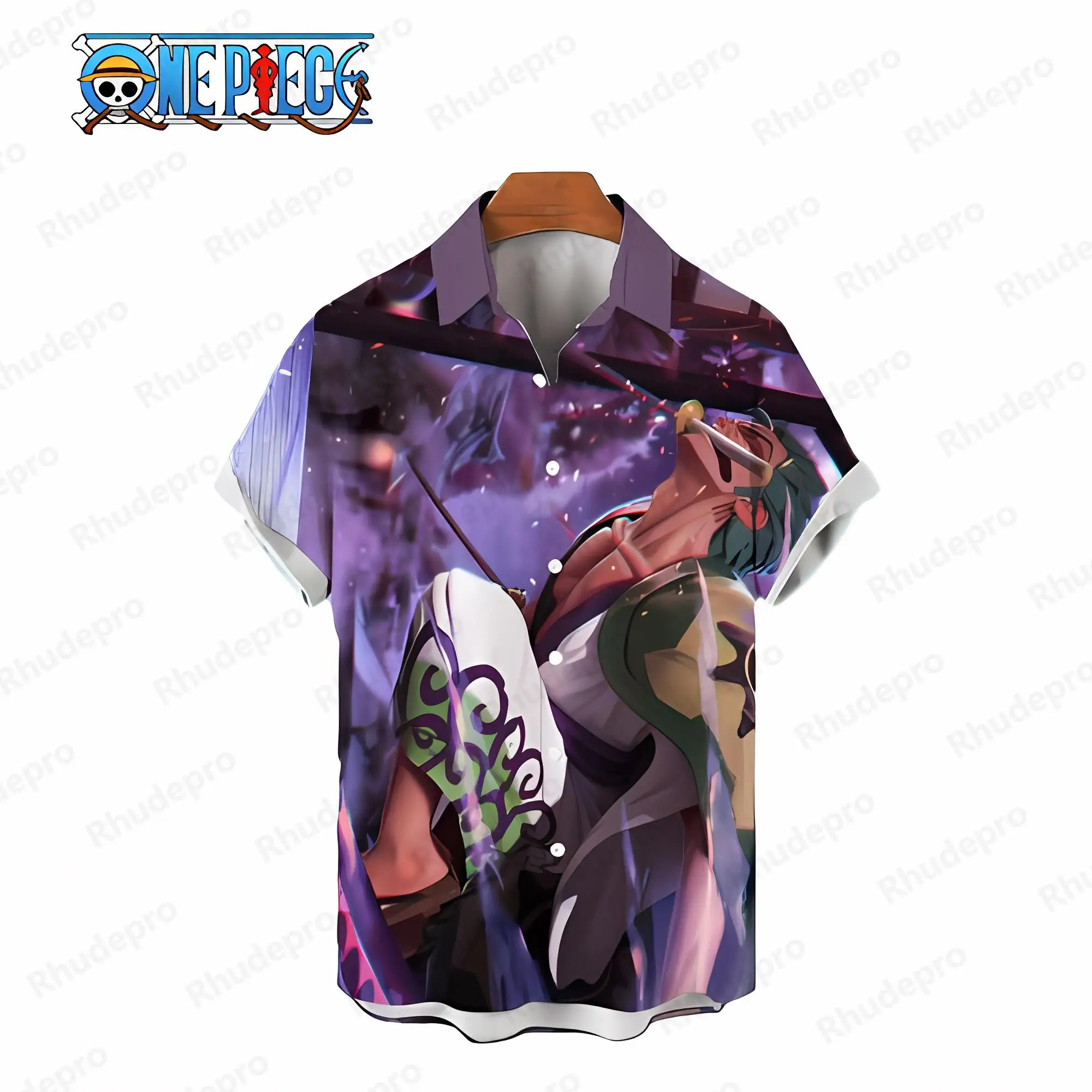 Blouse Fashion Monkey D Luffy Shirts and Blouses Y2k One Piece Tops Anime Men Mens Clothes Short Sleeve Elegant Shirt Oversized