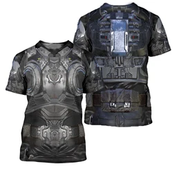Hot Selling 3D Printed Street Knight Gold Ninja Armor T-shirt Neutral Casual Harajuku Cosplay Round Neck Short Sleeve Fun Top