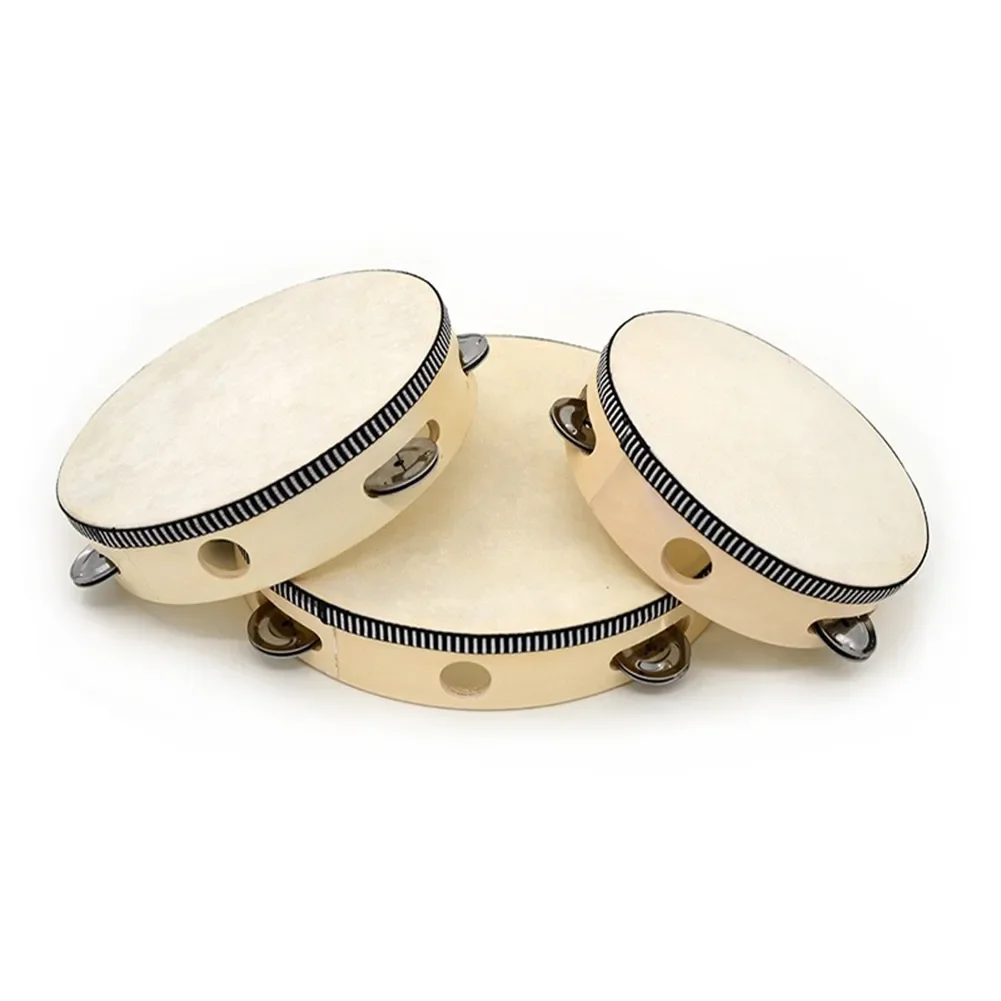 4/6/8/10 Inch Musical Instruments Tambourine Drum Percussion Hand DrumsToys Children Educational Tambourine Round Percussion