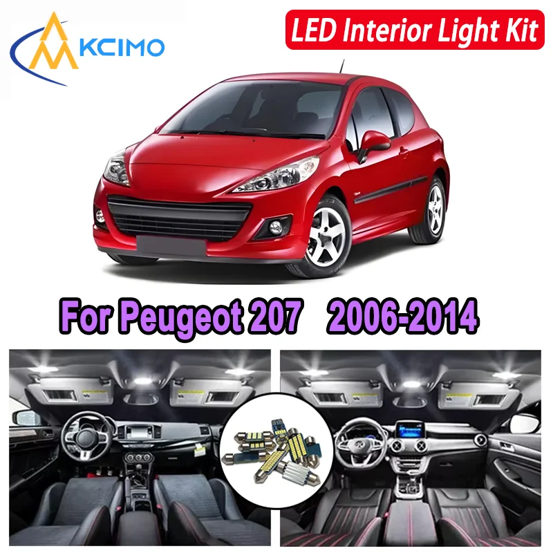 

Kcimo For Peugeot 207 (2006-2014) Premium Bright LED Interior Dome Map Trunk Light Kit Car Led Lamps Canbus New Car LED Lights