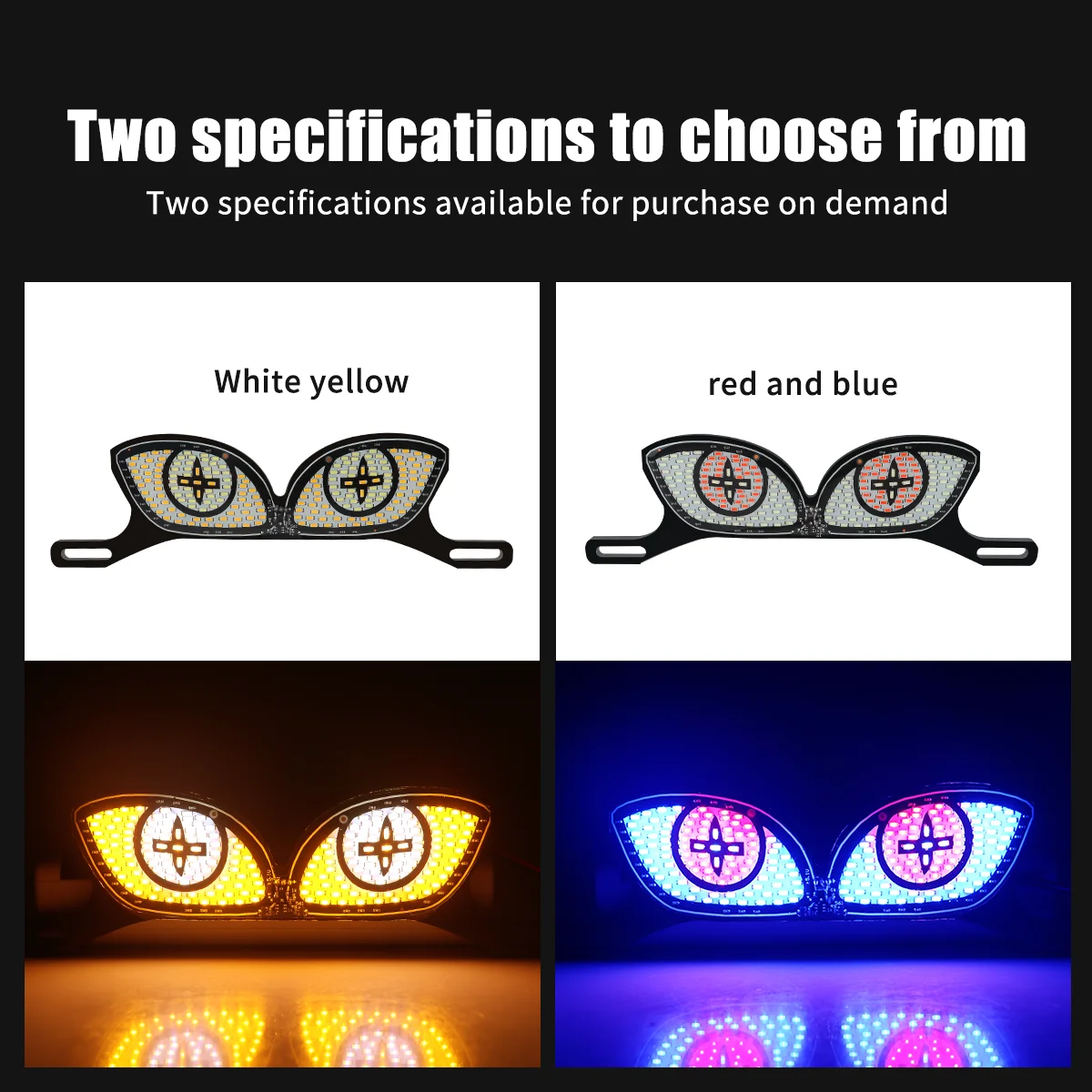 KEVANLY 1PC LED 12V Dual Color Snake Eye Cross Pattern Motorcycle License Plate Light Waterproof And Dustproof Decorative Light