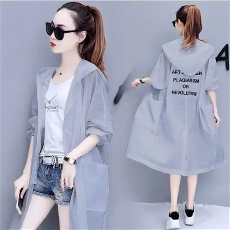 Ultraviolet-Proof Summer Sun Protection Clothing For Women Korean Loose Oversized Thin Windbreaker Versatile Hooded Outerwear