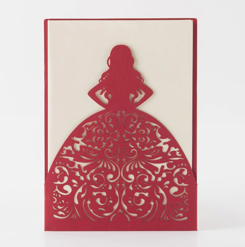 Red Dress Wedding Card Invitation Best Selling laser Cut Wedding Cards