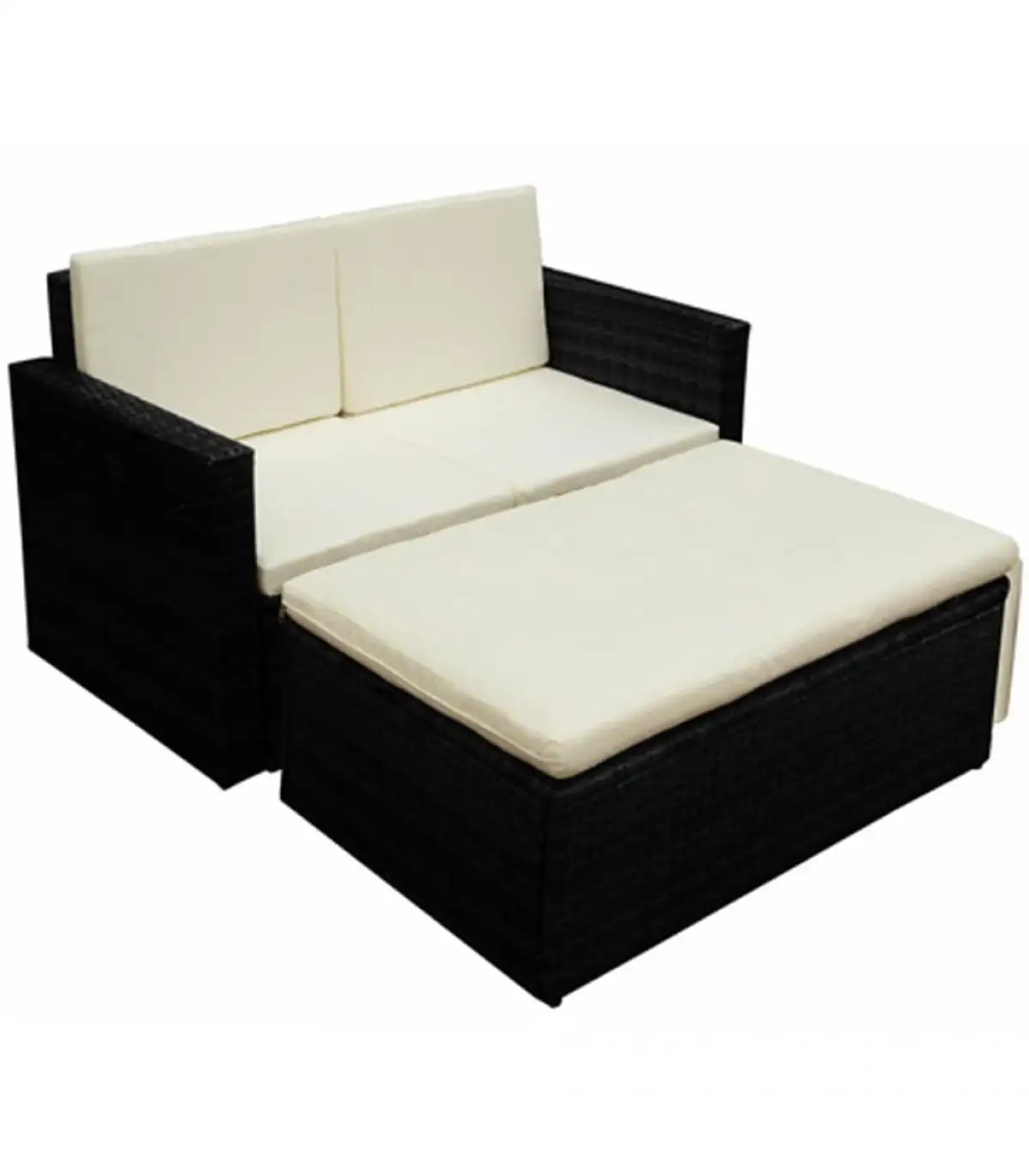 Garden sets Set garden furniture 2 pieces and black synthetic rattan cushions