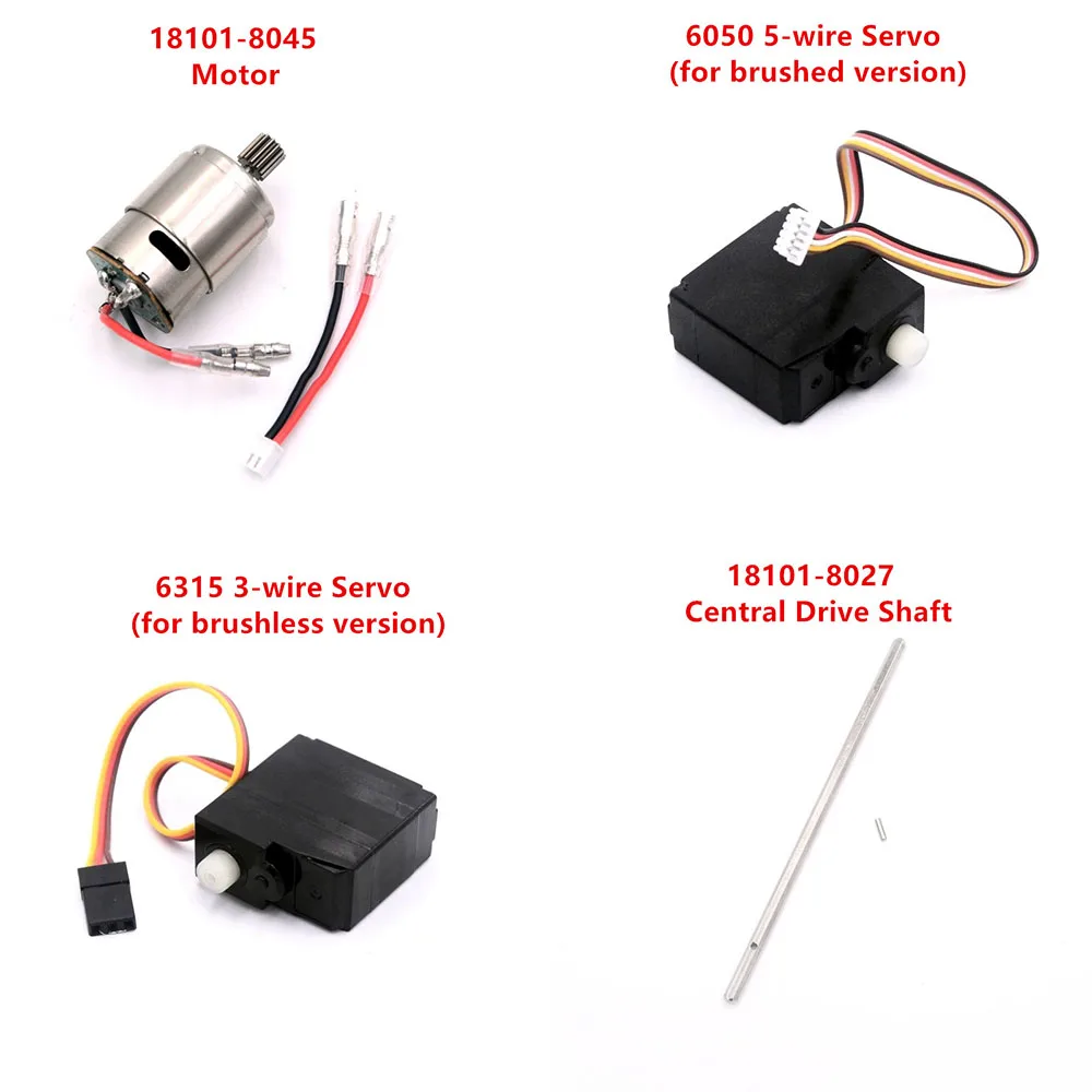 

SCY 18101 18102 18103 18108 Запасные части для радиоуправляемых автомобилей 18101-8045 Двигатель/18101-8027 Центральный приводной вал/6050/6315 Сервопривод