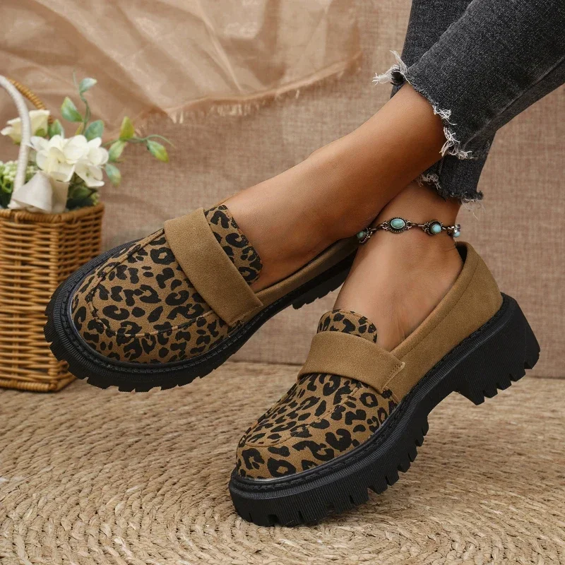 

Women's Casual Shoes Fashion Leopard Print Walking Shoes Designer Loafers for Woman Comfort Non Slip Platform Shoe Zapatos Mujer