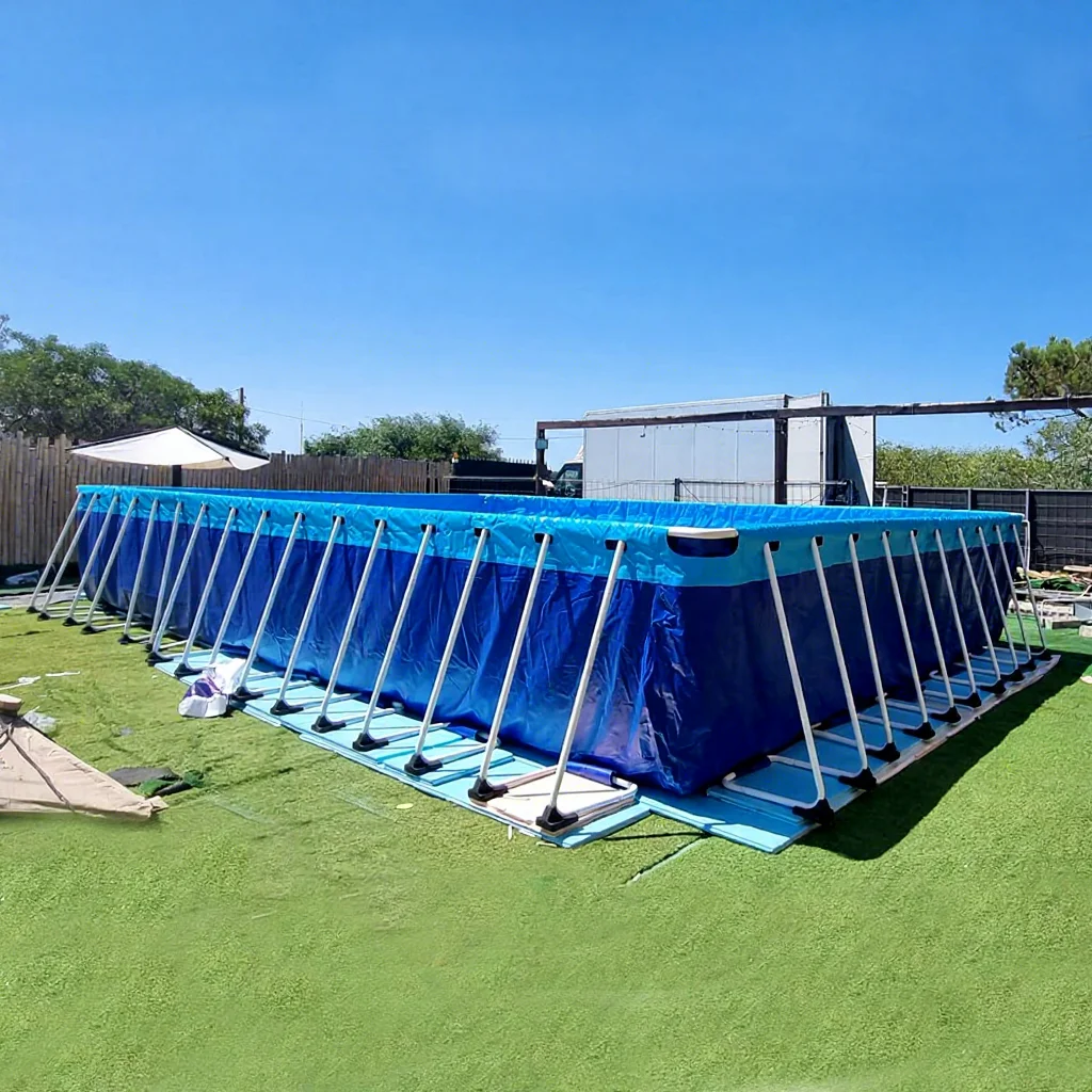 Water Park Steel Frame Above Ground Swimming Pool Rectangular Removable Large Pvc Portable Metal Frame Swimming Pool With Filter