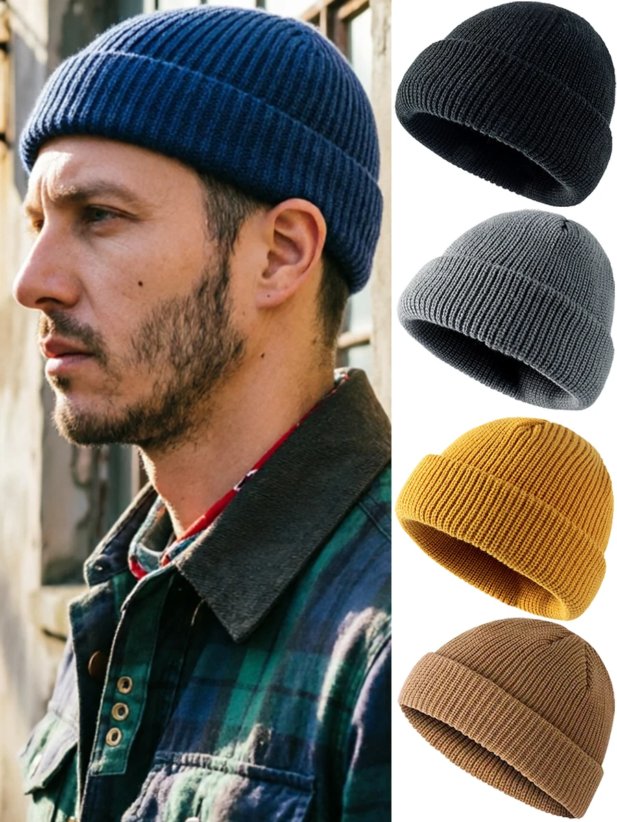 AliExpress NONE Winter Warm Beanies Knitted Hat Casual Short Thread Hip Hop Hat Men Women Cycling Knitted Skull Cap Running Elastic Cuffed Cap