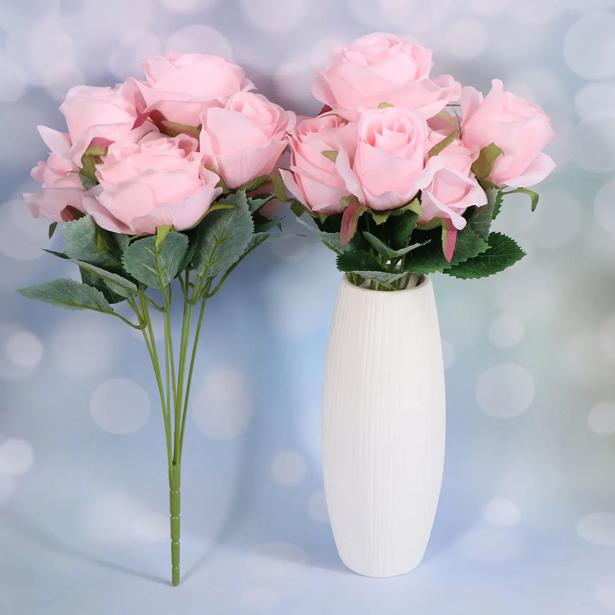 

3Pcs Simulation Rose Flowers Pink Artificial Silk Realistic Bouquet Home Wedding Party Festival Decor Fake Flower Arrangement