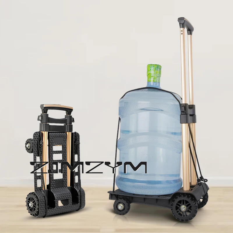 1Pc Silent Wheel Folding Trolley Aluminum Trolley Travel Shopping Buy Goods Vegetable Collapsable Folding Cart