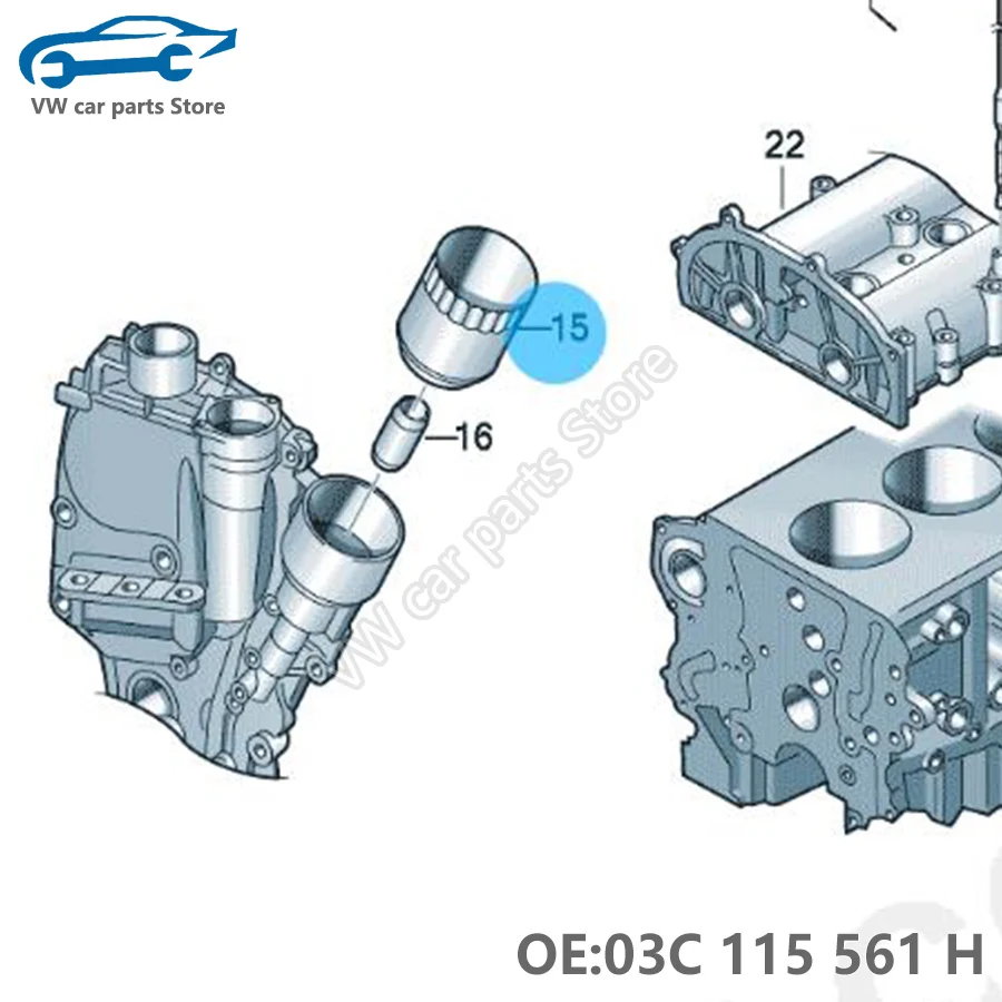 03C115561H NEW Oil Filter For EA111 1.4T Audi A1 A3 VW Tiguan Jetta Sciricco Beetle Polo EOS Golf MK6 Fabia Yeti 03C 115 561 H