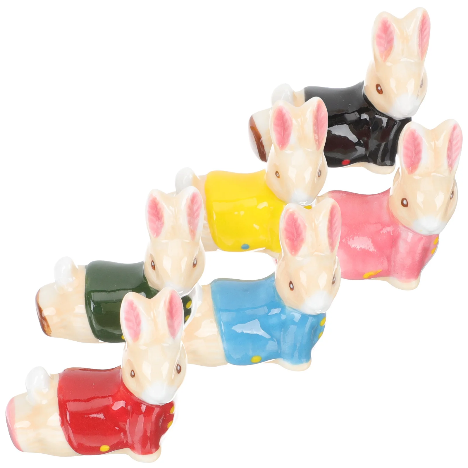 

6Pcs Ceramic Chopsticks Holder Rabbit Shape Kitchen Accessory Cutlery Rest Spoon Fork Stand Dining Table Decoration