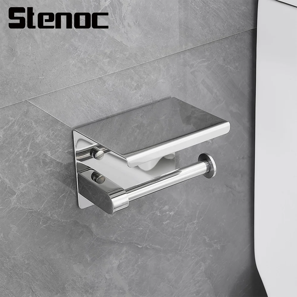 Sliver/Brushed 304 Stainless Steel Tissue Holder Toilet Paper Holder Toilet Roll Paper Holder Wall Mount WC Paper Phone Holders