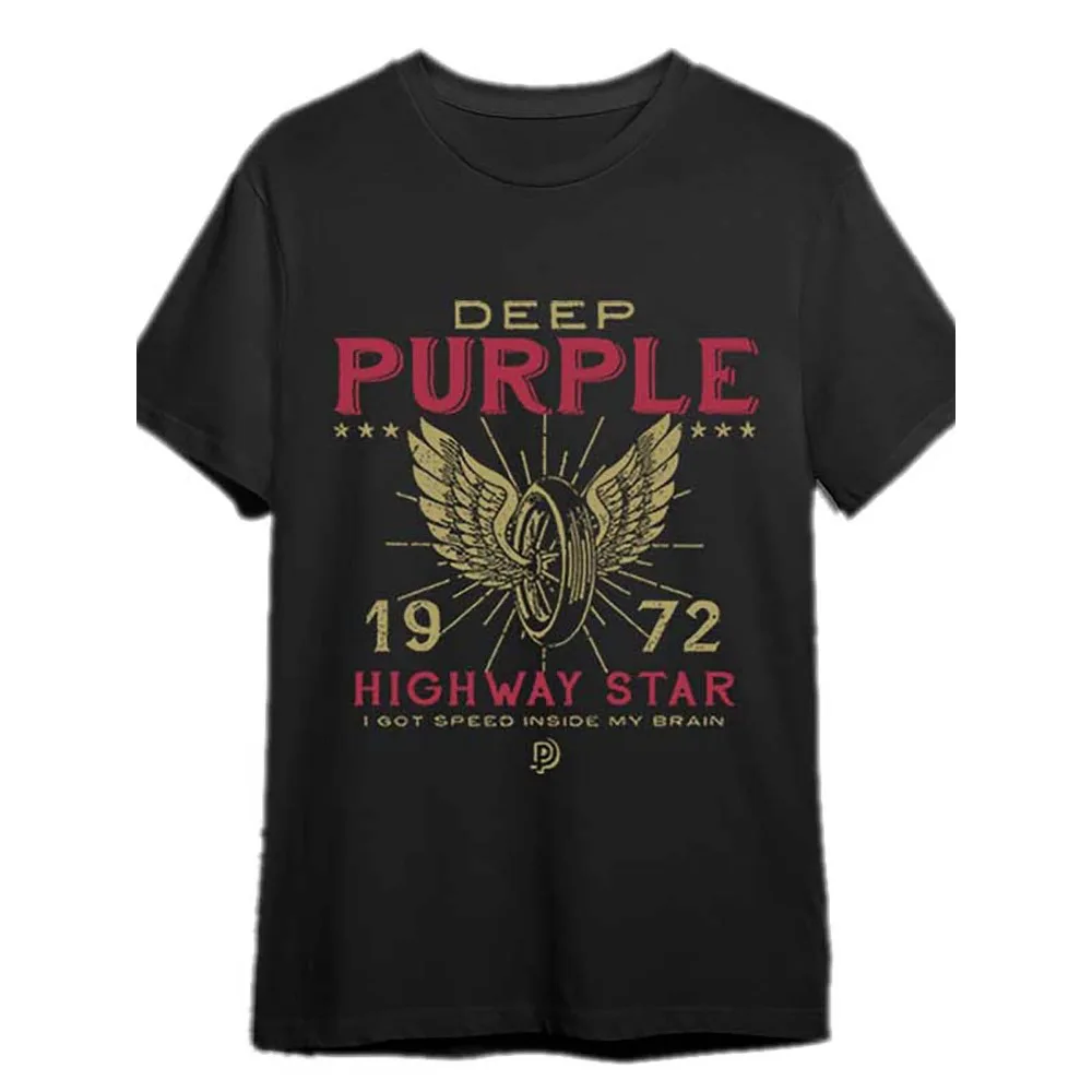 Unisex Retro Rock T-shirt Deep Purple Logo Print Stars Highway Star Graphics Soft Cotton Crew Neck Short Sleeve Casual Tee