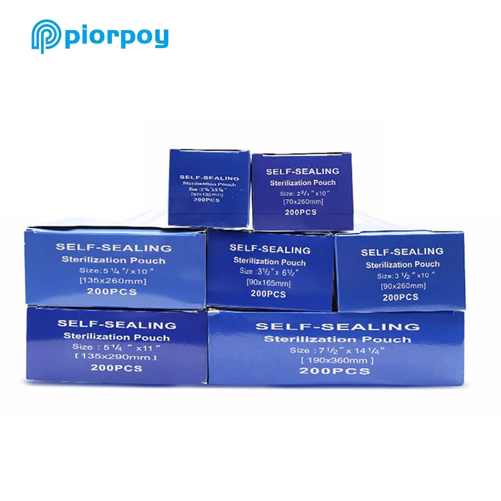 PIORPOY 200Pcs Disposable Self-Seal Sterilization Pouches Dentistry Medical Grade Paper CPP/PET Film Autoclavable Bags Dropship