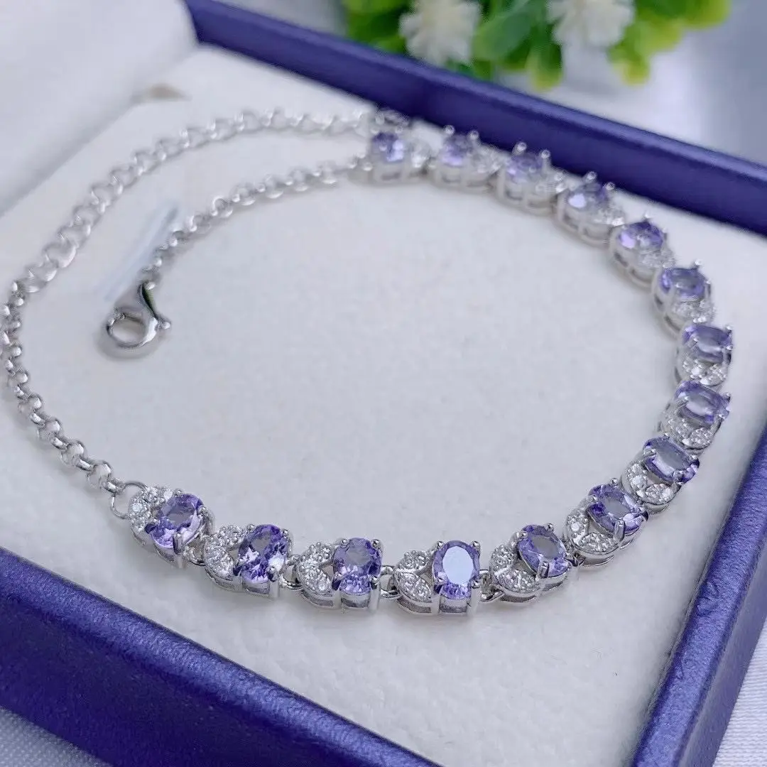 Best Seller braccialetto di lusso gioielli per donna con pietra preziosa naturale Tanzanite 3*4mm per banchetto di festa incontri regalo di nozze