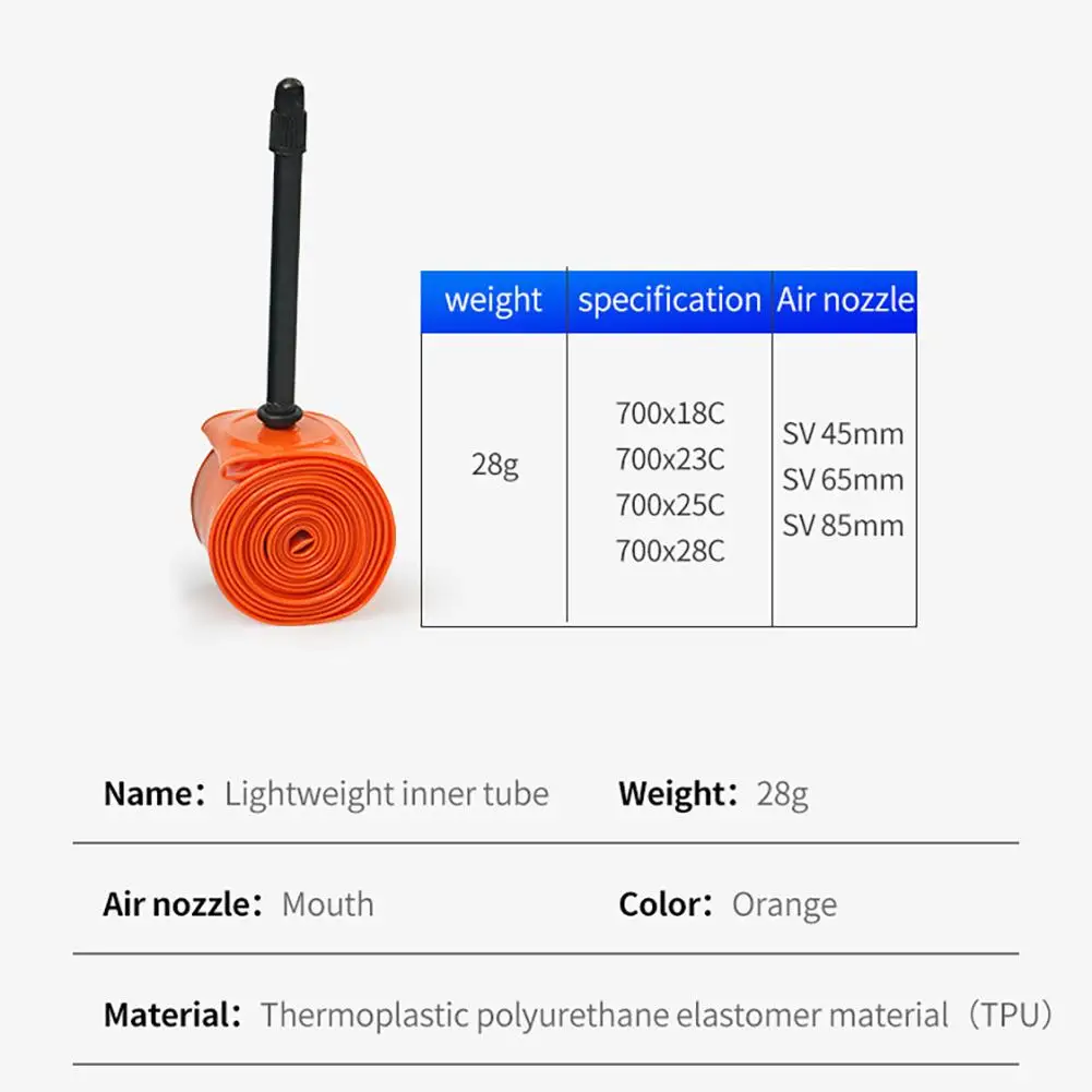 Chambre à air légère pour vélo de route, 2 pièces, Tube Super léger (85mm)