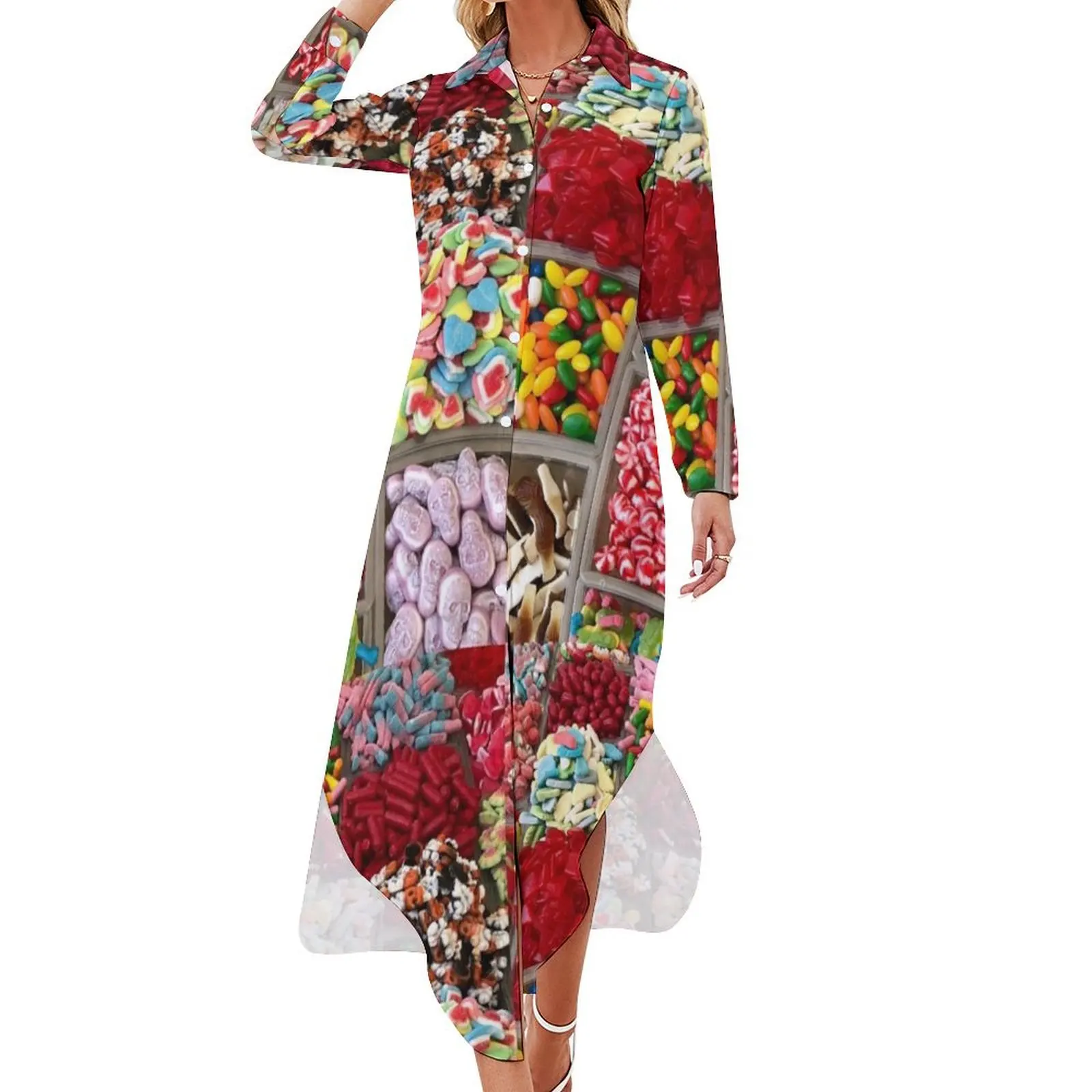 

Colorful Candy Store Long Sleeved Shirt Dress women's clothing trend 2024 dresses for womens 2024 women's evening dresses 2024