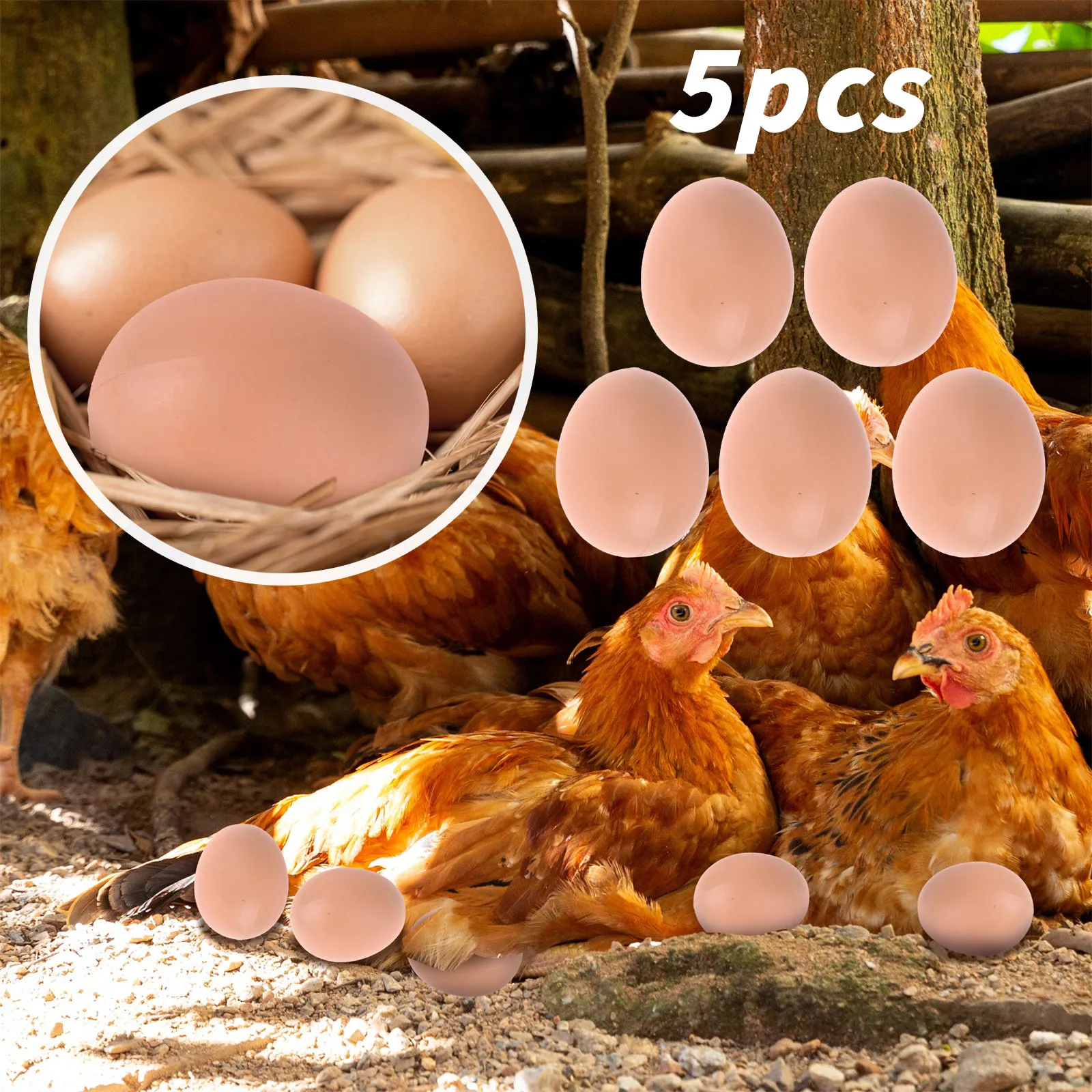 6pcs Cheap Fake Eggs Simulation Wooden Chicken Duck Geese Dummy Painted Egg Children Educational Toys Artificial Food Easter