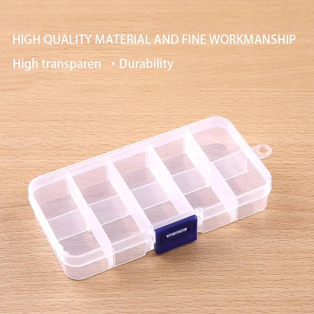ポータブルプラスチック収納ボックス、透明PPボックス、長方形、小物、10グリッド、x6w9