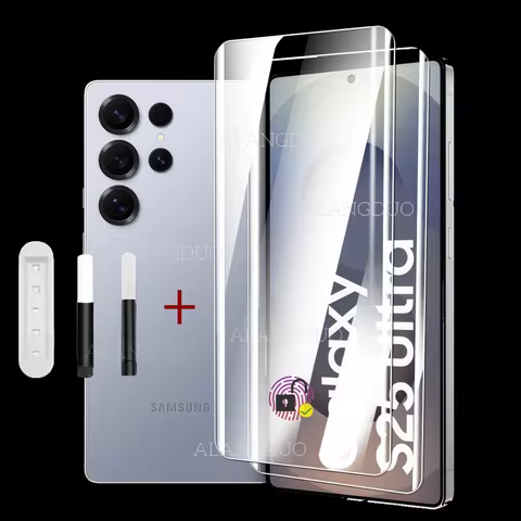 2PCS UV Tempered Glass for Samsung S25 S24 Ultra S23 Plus S24+ S22 S21 Note 20 Ultra Full Clear Cover Curved Screen Ptrotector