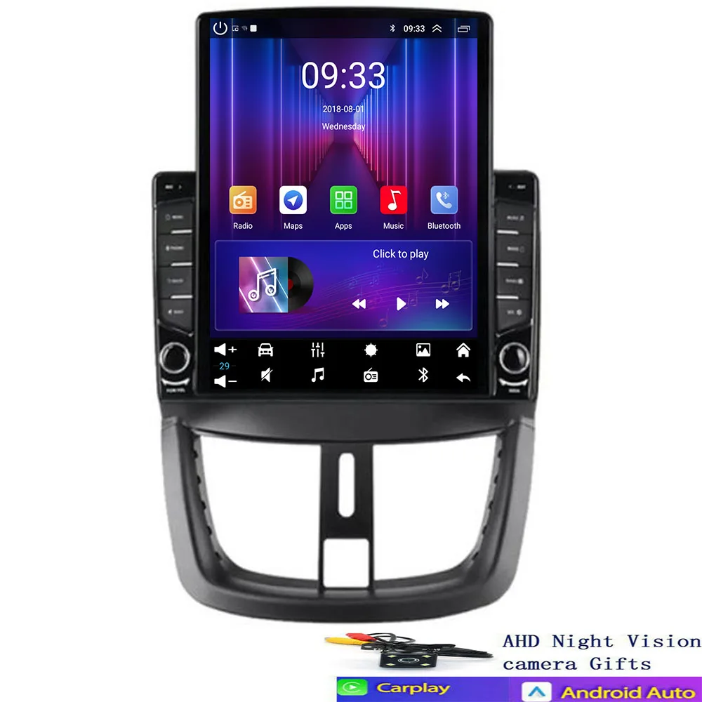 راديو السيارة Carplay لبيجو 207 2006 - 2015 الملاحة GPS أندرويد السيارات ستيريو مشغل وسائط متعددة 5G Carplay فيديو No 2din DVD