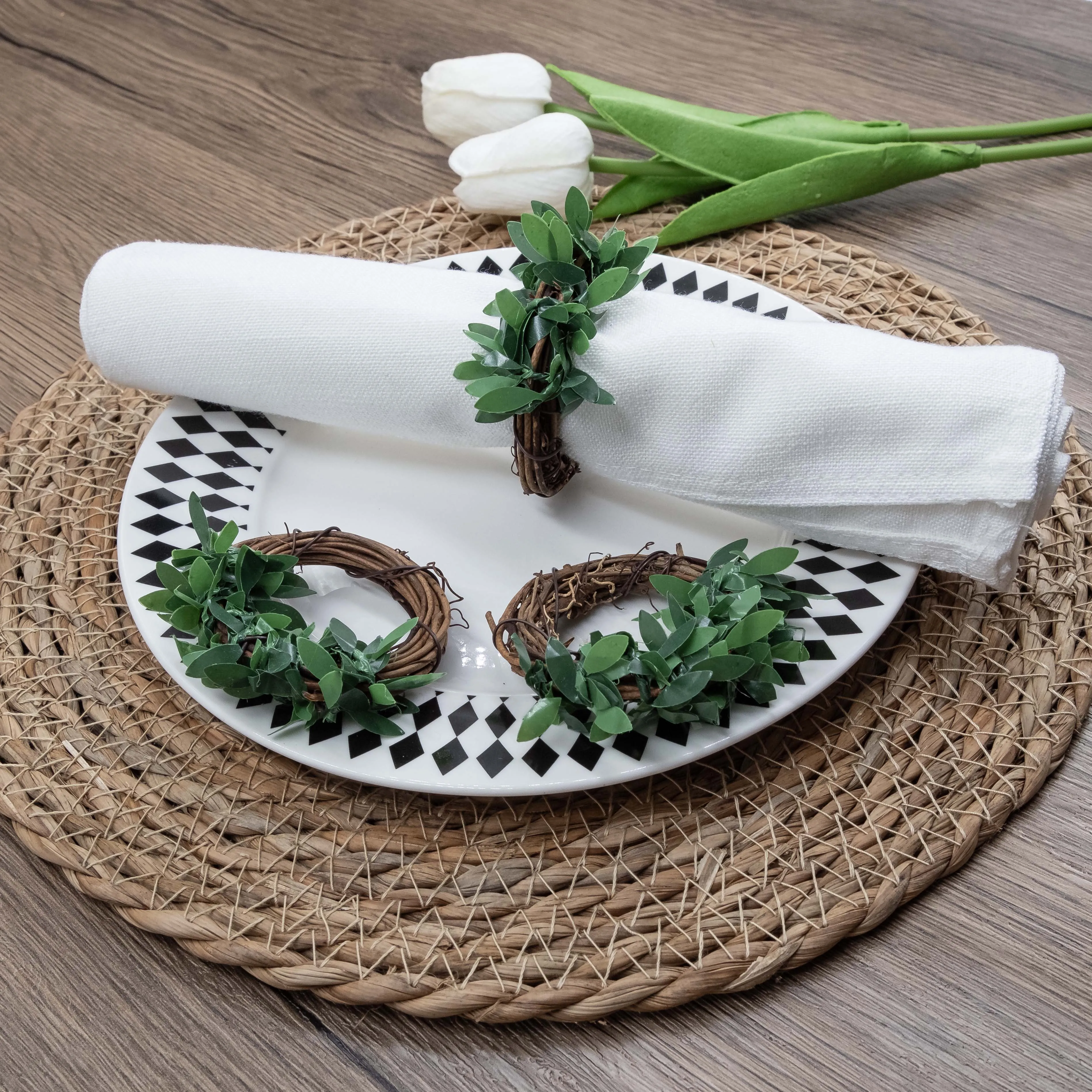 12 قطعة من زخارف الطاولة الرائعة بالجملة، بما في ذلك حلقات منديل الكرمة البلاستيكية الواقعية. #5