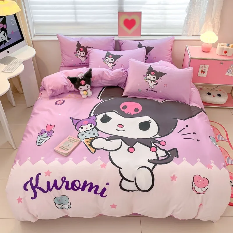 

Комплект постельного белья Hello kitty kuromi из четырех предметов, Симпатичный хлопковый комплект постельного белья для студенческого общежития, набор из четырех предметов