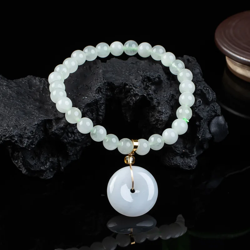 Genuine Burmese Jadeite A-grade Peace Buckle Bracelet Quartzite Jewelry Pendant Jade Item