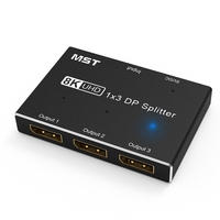 Displayport 8K 1X3 DP Splitter 8K60Hz 4K120Hzz MST SST Hub Multi Monitor Splitter with Extended Display and Mirror Mode