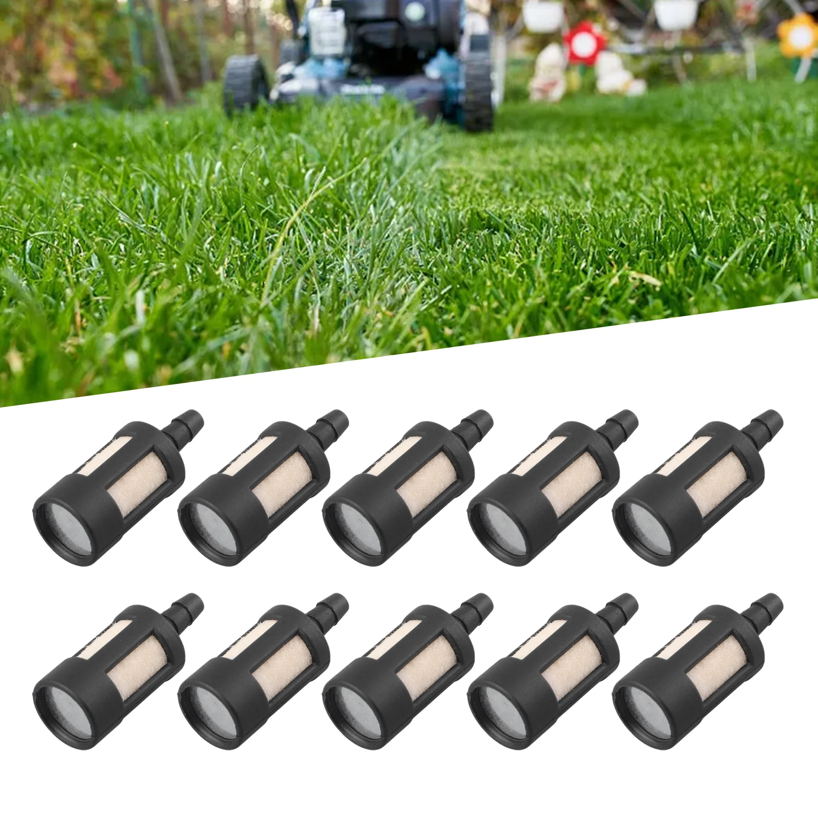 Kraftstofffilter-Set, 10 Stück, für den allgemeinen Gebrauch in kleinen Motoren-Gartengeräten, einschließlich Rasentrimmer, passend für 1/8 ID-Leitung