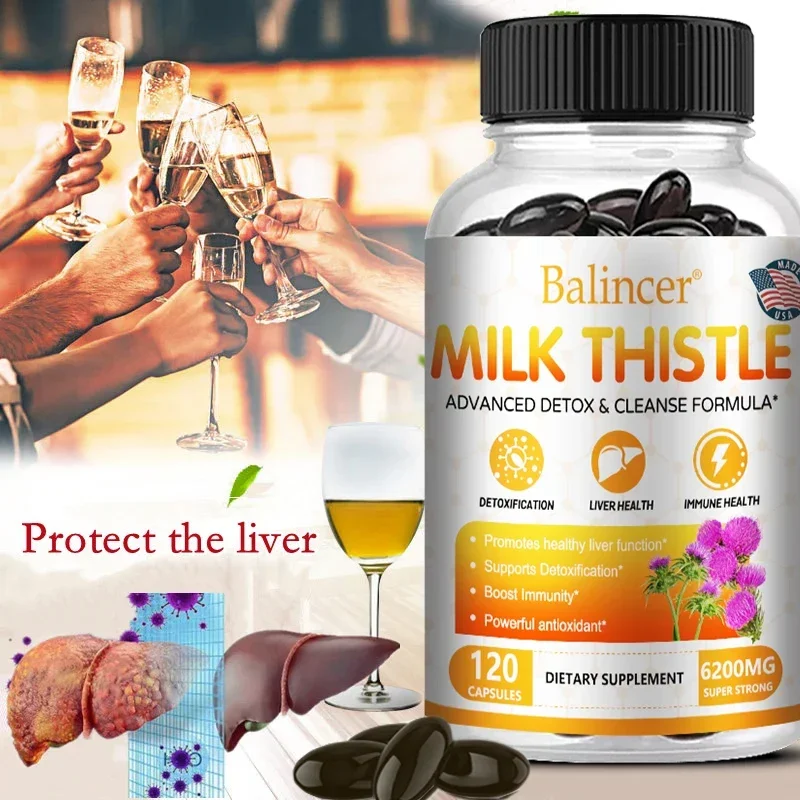 Milk Thistle Capsules Promote Liver Cell Regeneration, Enhance Liver Detoxification, Prevent Damage & Support Liver Health