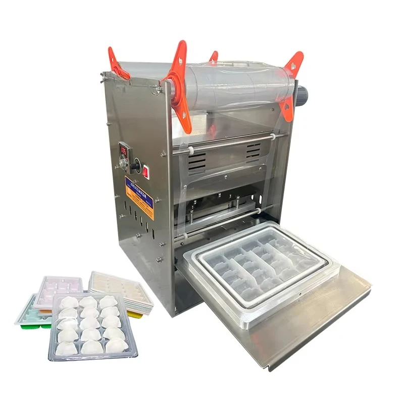 

Полуавтоматическая машина для запечатывания лотков для напитков, еды, настольная электрическая термосварочная упаковочная машина для пельменей и Wonton