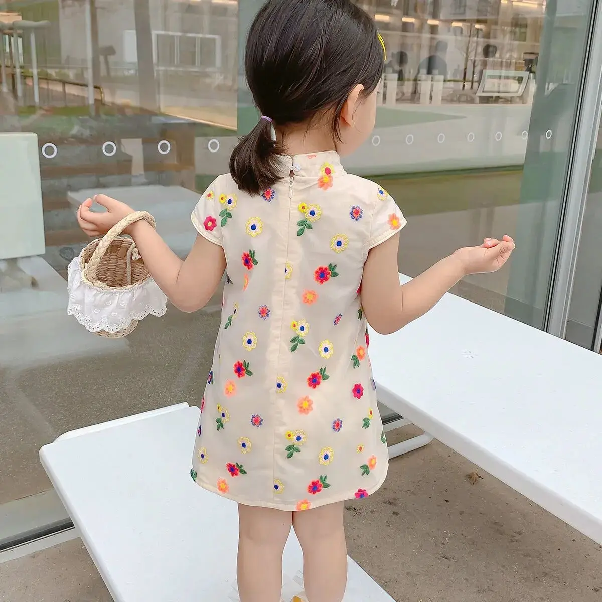 Children\'s Floral Dress Cheongsam Summer Girl\'s Clothing Chinese Style Hanfu Girl\'s Baby Dress Retro Tang Suit