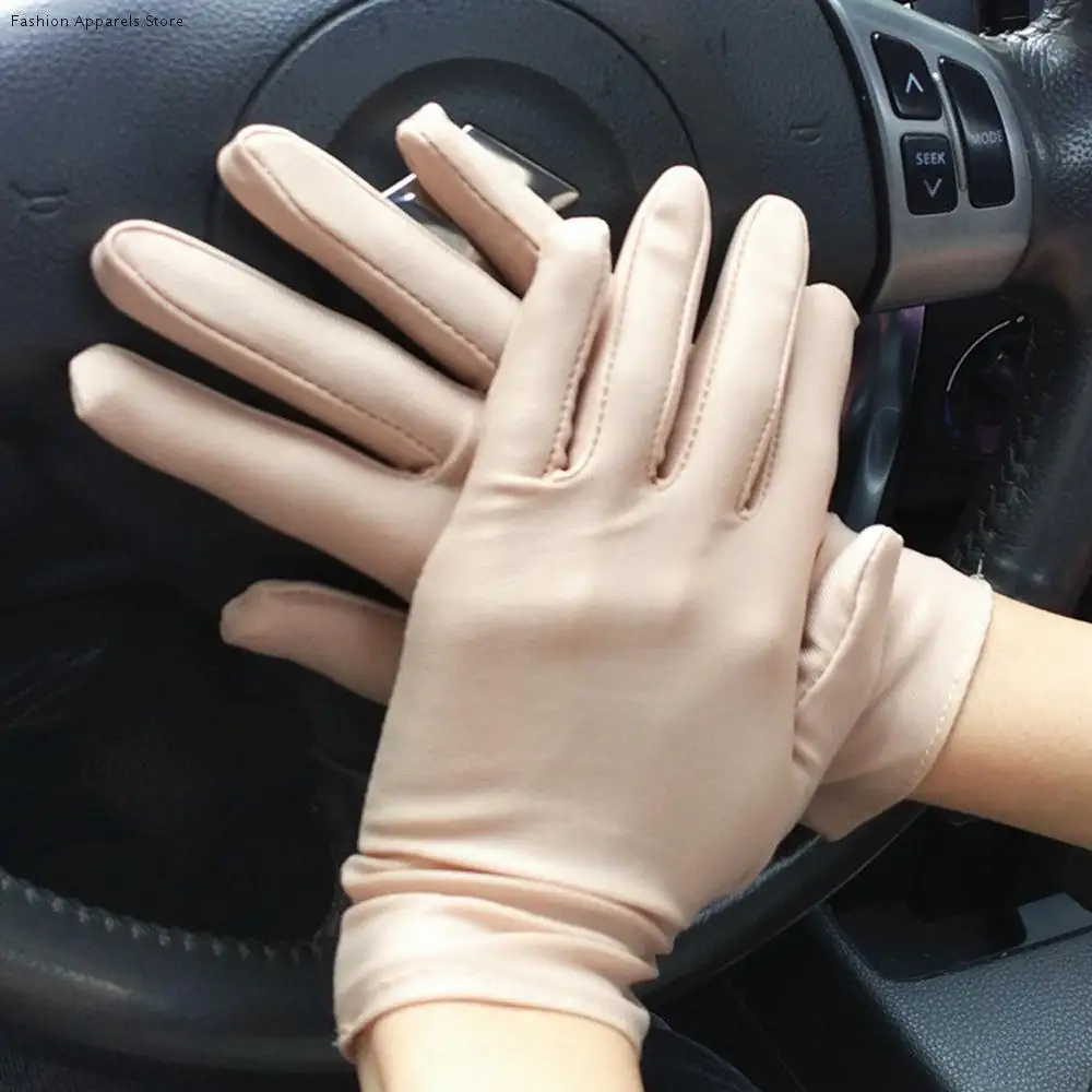

Fashion Men Summer Spandex Thin Elastic Sun Protection Anti-UV Driving Gloves Etiquette Gloves
