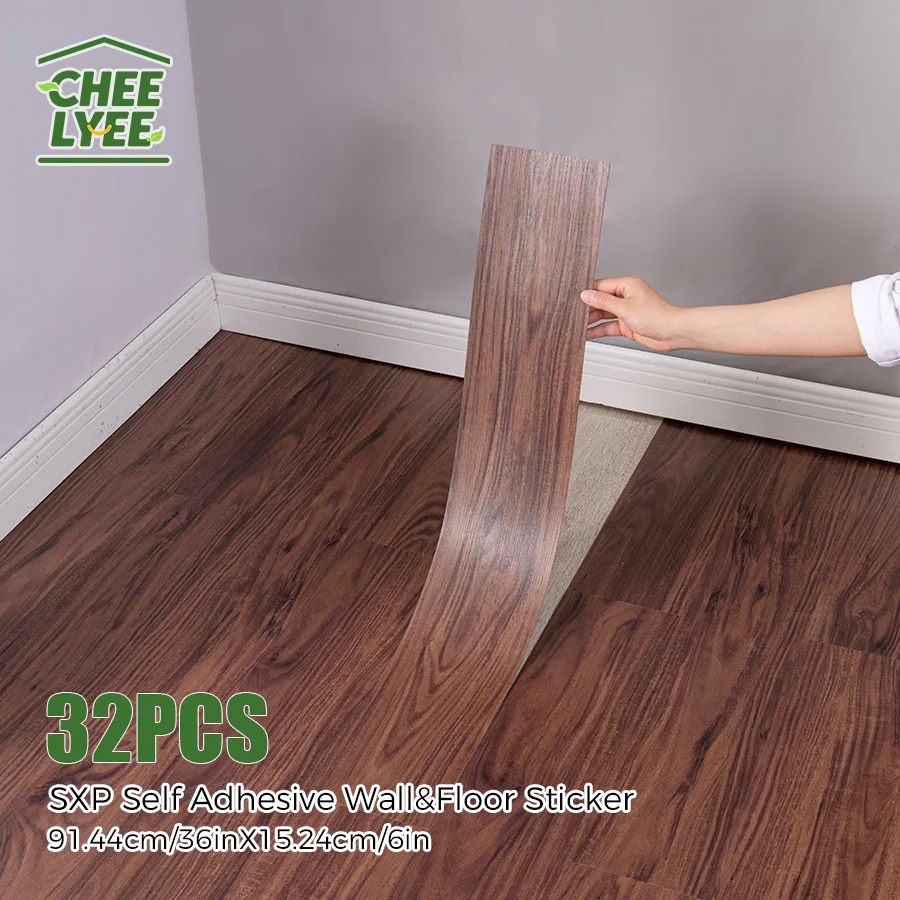 32Pcs Vinyl Peel and Stick Floor Tile, Self-Adhesive Wood Plank, Easy Diy, Sxp Flooring Stickers for Any Room